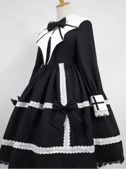 Devil's Wing Black Long Sleeve Gothic Lolita Dress -MIMY Lolita Shop 1 1 500x672 2