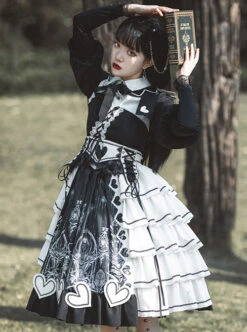 Eye Of Red Heart Series OP Retro Stitching Gothic Lolita Long Sleeve Dress -MIMY Lolita Shop 1 500x672 100