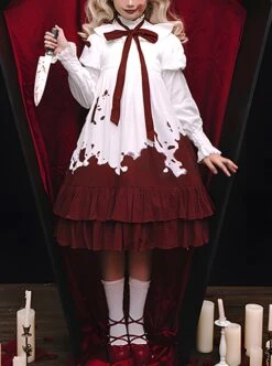 Romeo Series Doll Collar Puff Sleeve Bloody Gothic Lolita Short-Sleeved Dress -MIMY Lolita Shop 1 500x672 104