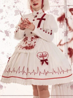 Scarlet Cross Series OP Conventional Style Halloween Nurse Blood Printing Gothic Lolita Long Sleeve Dress -MIMY Lolita Shop 1 500x672 108