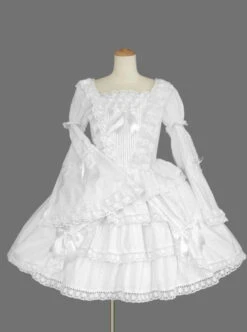 White Long Sleeves Lace Bows Gothic Lolita Dress -MIMY Lolita Shop 1 500x672 113