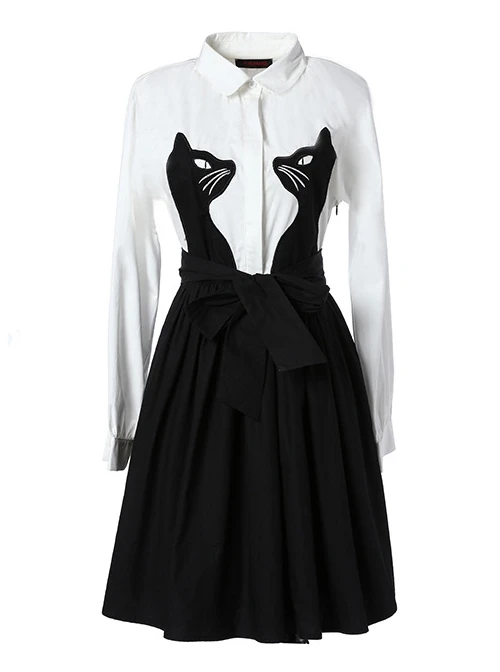 Black And White Cotton Long Sleeve Gothic Lolita Dress 6 Black And White Cotton Long Sleeve Gothic Lolita Dress - Image 4