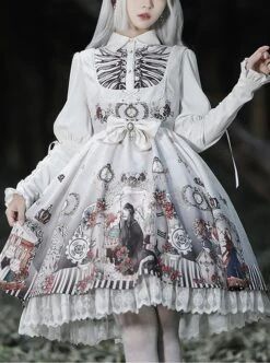 Black Fairy Tale Series JSK Darkness Printing Retro Gothic Lolita Sling Dress -MIMY Lolita Shop 1 500x672 128