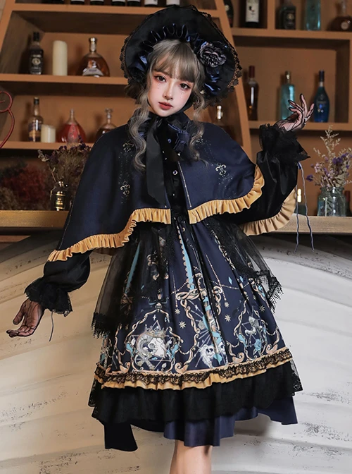 Divine Salvation Series OP Printing Retro Gothic Lolita Long Sleeve Dress Set 9 Divine Salvation Series OP Printing Retro Gothic Lolita Long Sleeve Dress Set - Image 7