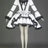 Black And White Long Sleeves Lace Trim Cotton Gothic Lolita Dress