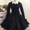 Gothic Long Sleeves Black Cotton Lolita Dress -MIMY Lolita Shop 1 500x672 146