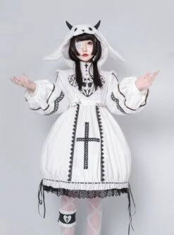 Devil Rabbit Series OP Autumn Winter Halloween Gothic Lolita Long Sleeve Dress With Detachable Plush Rabbit Ears Hat -MIMY Lolita Shop 1 500x672 150