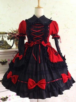 Bowknot Slim Gothic Lolita Short Sleeve Dress -MIMY Lolita Shop 1 500x672 156