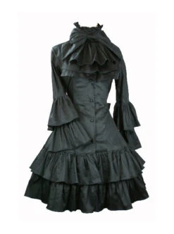 Black Punk Style Gothic Lolita Trumpet Sleeve Dress -MIMY Lolita Shop 1 500x672 167