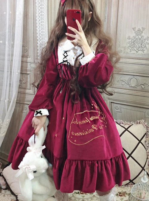 Palace Style Retro Lace Long Sleeve Red Gothic Lolita Dress 3 Palace Style Retro Lace Long Sleeve Red Gothic Lolita Dress