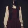 Pure Cotton White Shirt And Corduroy Red Sleeveless Dress Gothic Lolita Suit