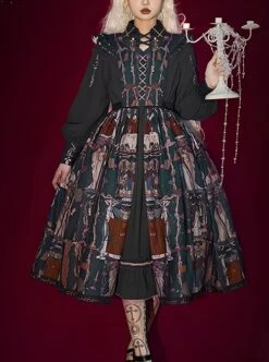 Tarot Series Retro Palace Style Elegant Cla System Gothic Lolita Tarot Printed Sleeveless Dress Embroidery Lantern Sleeve Long-Sleeved Shirt Suit -MIMY Lolita Shop 1 500x672 177