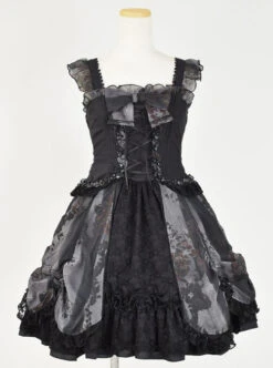 Black Chiffon Lace-up Gothic Lolita Sling Dress -MIMY Lolita Shop 1 500x672 181