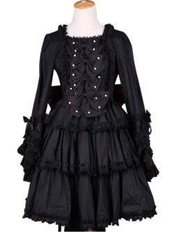 Palace Style Retro Lace Long Sleeve Black Gothic Lolita Dress -MIMY Lolita Shop 1 500x672 187