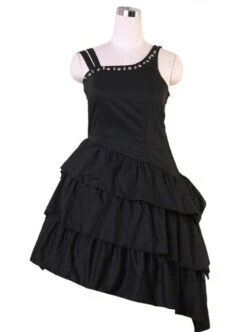 Black Asymmetric Hem Punk Gothic Lolita Sling Dress -MIMY Lolita Shop 1 500x672 189