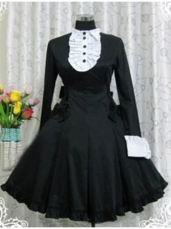 Black Long Sleeves Ruffle Classic Lolita Dress -MIMY Lolita Shop 1 500x672 190