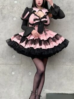 Demon Contract Series Sexy Spring Summer Contrast Color Sweet-Cool Girl Halloween Gothic Lolita Sleeveless Dress Suit -MIMY Lolita Shop 1 500x672 195