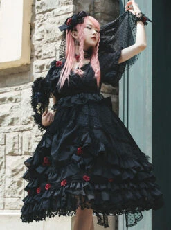 Swan Lake Series Lace Gothic Lolita Short Sleeve Dress -MIMY Lolita Shop 1 500x672 199