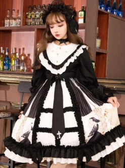 Dark Gold Hymn Series OP Gothic Lolita Long Sleeve Dress -MIMY Lolita Shop 1 500x672 202