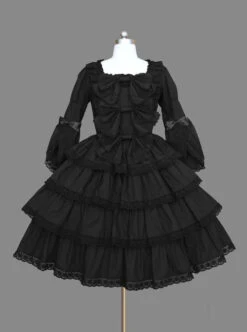 Black Multi-storey Lace Cotton Gothic Lolita Dress -MIMY Lolita Shop 1 500x672 204