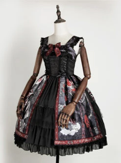The Witch Image Series Double Layer JSK Small High Waist Full Placket Medium Length Halloween Gothic Lolita Sling Dress -MIMY Lolita Shop 1 500x672 206
