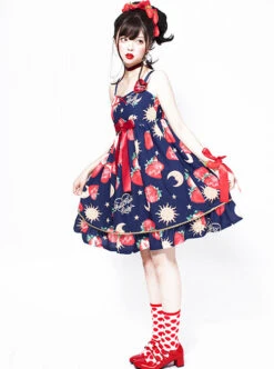 Strawberries Floating In The Universe Series High Waist Version Sweet Lolita Sleeveless Dress 10 Strawberries Floating In The Universe Series High Waist Version Sweet Lolita Sleeveless Dress -MIMY Lolita Shop 1 500x672 221