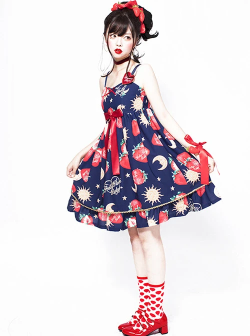 Strawberries Floating In The Universe Series High Waist Version Sweet Lolita Sleeveless Dress 5 Strawberries Floating In The Universe Series High Waist Version Sweet Lolita Sleeveless Dress - Image 3