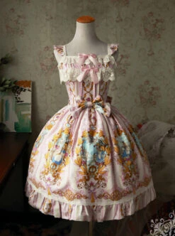 Magic Tea Party Alice Series JSK Printing Sweet Lolita Sling Dress -MIMY Lolita Shop 1 500x672 236