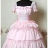 Pink Short Sleeves Square Collar Lovely Cake Lolita Dress