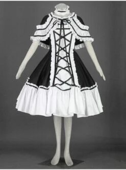 Black And White Cute Girls Cotton Sweet Lolita Dress -MIMY Lolita Shop 1 500x672 245