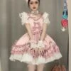 Peach Oolong Series Gentle Pink Bowknot Decoration Lace Hem Sweet Lolita Short Sleeve Dress -MIMY Lolita Shop 1 500x672 259