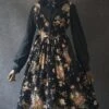 Elegant Black Flowers V Collar Lolita Vest Dress