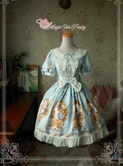 Magic Tea Party Alice Series Printing Sweet Lolita Short Sleeves Dress -MIMY Lolita Shop 1 500x672 265