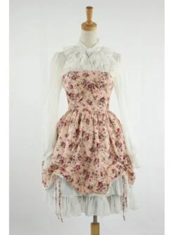 Sweet Pink Floral Lace Trim Cotton Lolita Dress -MIMY Lolita Shop 1 500x672 273