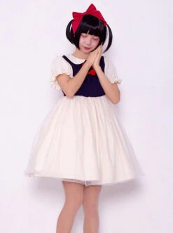 Snow White Cute Sweet Lolita Doll Collar Short Sleeve Dress -MIMY Lolita Shop 1 500x672 309