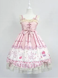 Empire Waist Ruffled Lace Trimmed Straps Dress -MIMY Lolita Shop 1 500x672 313