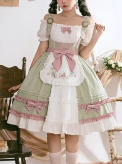 Tulip Garden Series Spring Small Fresh Tulip Embroidery Lacing Sweet Lolita Sleeveless Dress Set 11 Tulip Garden Series Spring Small Fresh Tulip Embroidery Lacing Sweet Lolita Sleeveless Dress Set -MIMY Lolita Shop 1 500x672 318