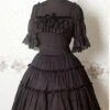 Chiffon Black Puff Sleeves Bow Ruffle Lolita Dress -MIMY Lolita Shop 1 500x672 32