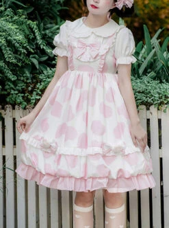 Ranch Story Series JSK Cute Cat Paw Printing Sweet Lolita Multicolor Sling Dress -MIMY Lolita Shop 1 500x672 320