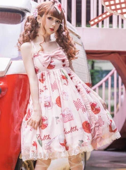 Lychee First Aid Kit Series JSK Sweet Lolita Pink Sling Dress -MIMY Lolita Shop 1 500x672 323