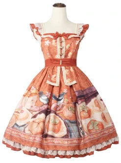 Persimmon Printing JSK Chinese Style Sweet Lolita Short Style Sling Dress -MIMY Lolita Shop 1 500x672 327