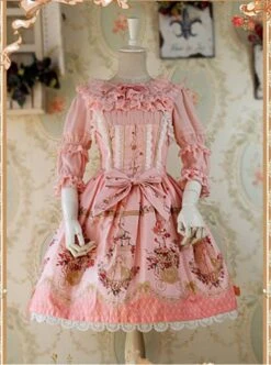Pink Lace And Bow Decoration Cotton Dress -MIMY Lolita Shop 1 500x672 340