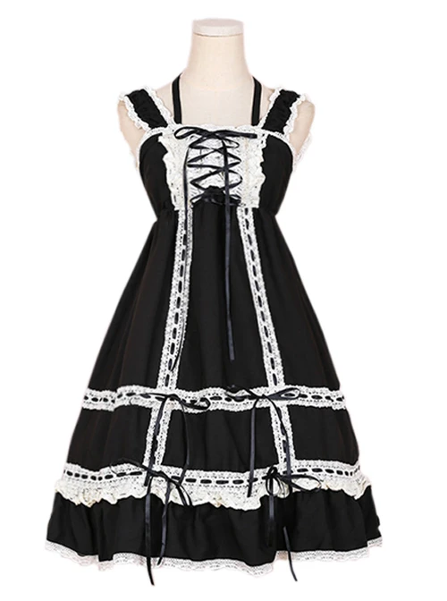 Cute Lace-up Bowknot Lace Sweet Lolita Sling Backless Dress 5 Cute Lace-up Bowknot Lace Sweet Lolita Sling Backless Dress - Image 3