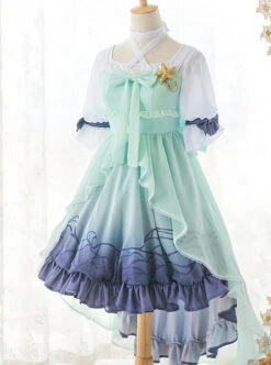 Marine Princess Series Sweet Lolita Gradient Sling Dress And Short Sleeve Lining -MIMY Lolita Shop 1 500x672 360