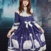 Neverland Lolita,Aquarius,Detachable Hime Sleeves High Collar OP Dress