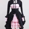 Cotton Black And Pink Sweet Lolita Long Sleeve Maid Dress