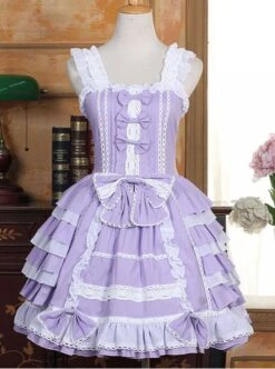 White Lace Violet Bowknot Sweet Lolita Sling Dress 9 White Lace Violet Bowknot Sweet Lolita Sling Dress -MIMY Lolita Shop 1 500x672 376