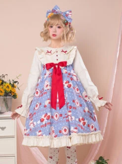 Strawberry Milk Bottle Series OP Bowknot Sweet Lolita Long Sleeve Dress 13 Strawberry Milk Bottle Series OP Bowknot Sweet Lolita Long Sleeve Dress -MIMY Lolita Shop 1 500x672 377