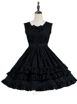 Girl Nelly Series JSK Elegant Cotton Jacquard Pure Color Sweet Lolita Sleeveless Dress -MIMY Lolita Shop 1 500x672 383