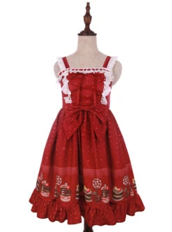 Cake Dessert Chocolate Printing Sweet Lolita Sling Dress -MIMY Lolita Shop 1 500x672 385